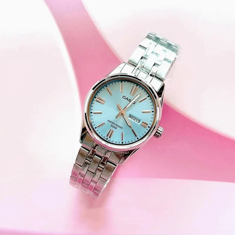 Casio Enticer Triple-fold Clasp Ice Blue Dial Ladies Watch- LTP-1335D-2AV